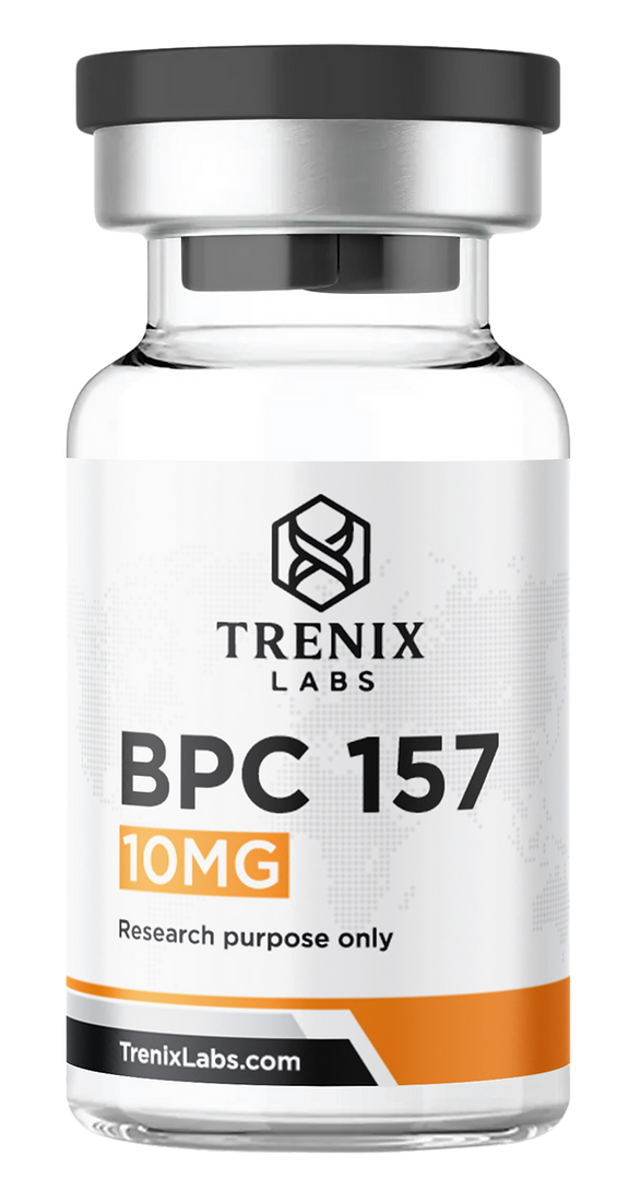 Trenix Labs BPC-157 10mg sample vial, labeled for research purpose only